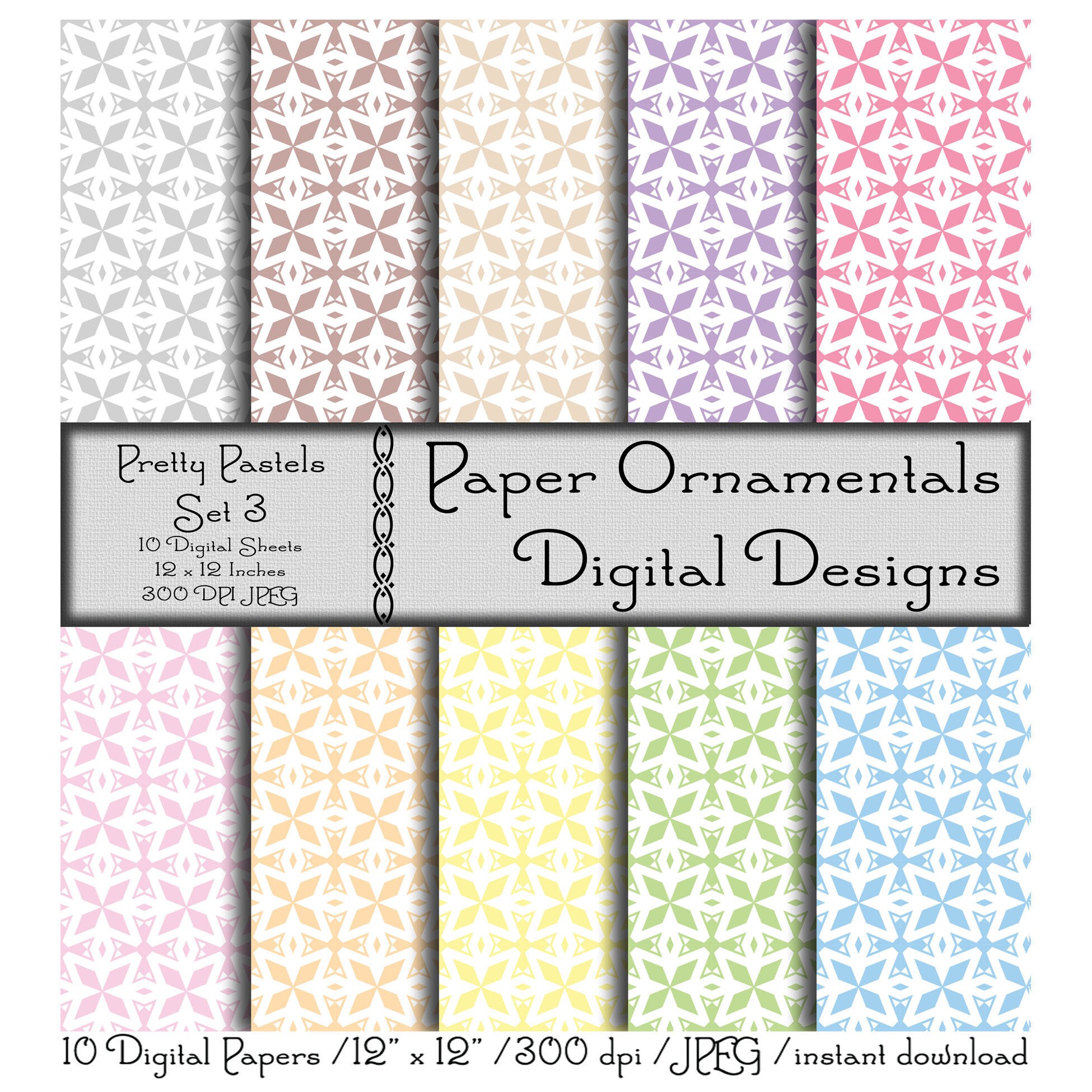 Digital Paper Pack Pastel Colors Digital Download Designer Etsy