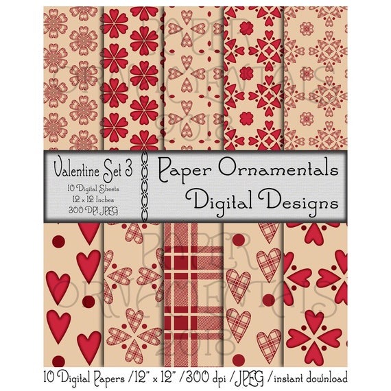 Download Digital Paper For Valentine S Day Valentine Printable Etsy