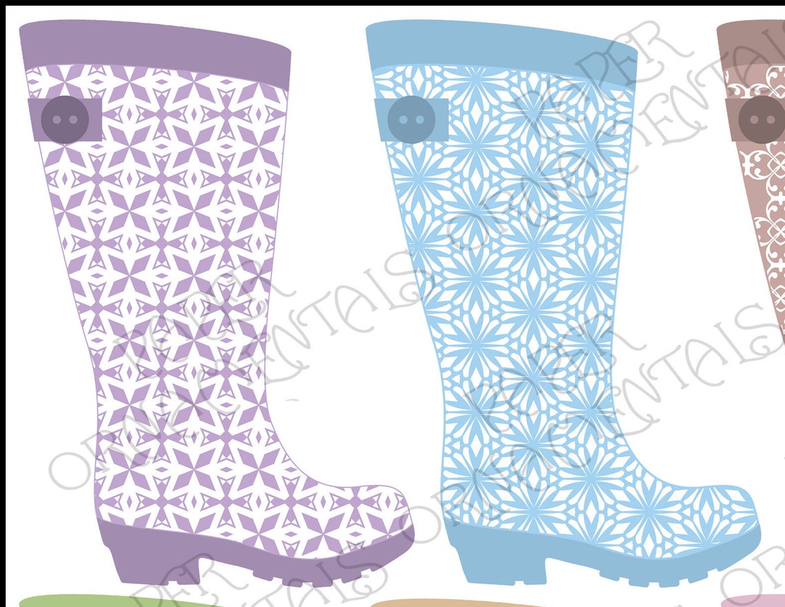 Rain Boots Clip Art for Scrapbook Pages Cute Rain Boot | Etsy