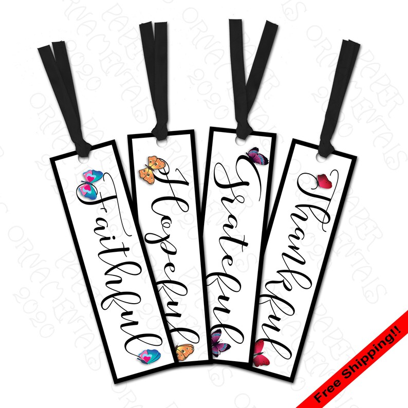 Laminated Bookmark Thankful Grateful Bookmark With Ribbon - Etsy