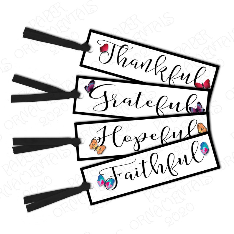 Laminated Bookmark Thankful Grateful Bookmark With Ribbon - Etsy