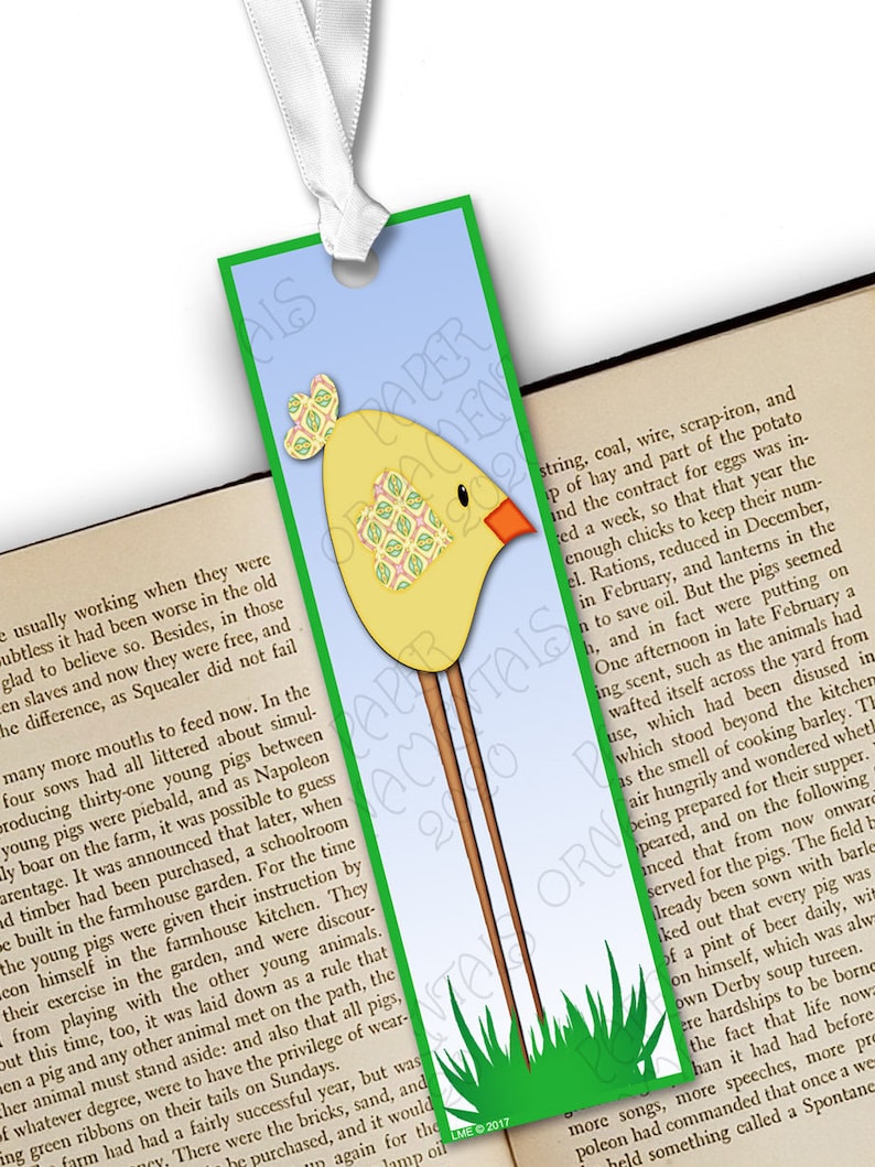 Book Mark Laminated Bookmark With Cute Chicken Art Little Etsy