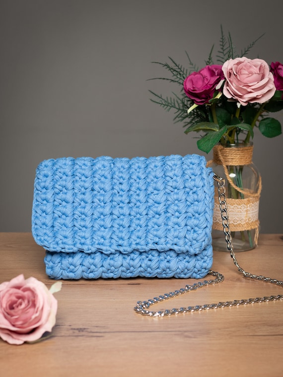 Bolso de punto de colores, Bolso hecho a mano, Bolso de ganchillo