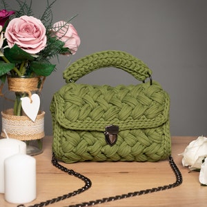 Sac à main en crochet coloré / Sac fait main / Sac au crochet / Sac en tricot / Sac pour femme / Sac de luxe / Cadeau pour elle / Cadeau / Tricoté à la main - Vert clair