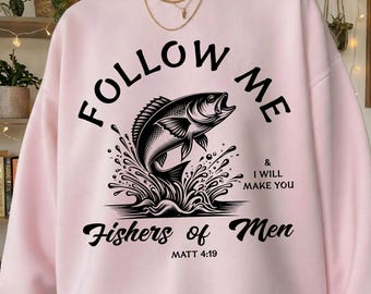 Fishers of Men PNG SVG, Retro Christian Bible Verse Design, Bible Verse Art, Faith-Based Outdoor Design, Vintage Men's Bible Shirt PNG