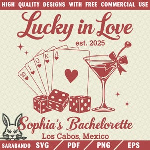 Lucky In Love Bachelorette PNG: Las Vegas Casino Theme (Digital Download