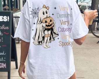 Very Demure Very Cutesy Very Spooky PNG, Vintage Ghost Girl PNG, Spooky Ghost Halloween Png, Cute Ghost Halloween Png, Pumpkin Ghost Fall