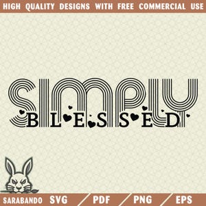 Simply Blessed PNG SVG: Retro Christian Faith Graphic (Digital Download