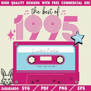1995 30th Birthday Cassette Design: Retro PNG SVG (Digital Download)