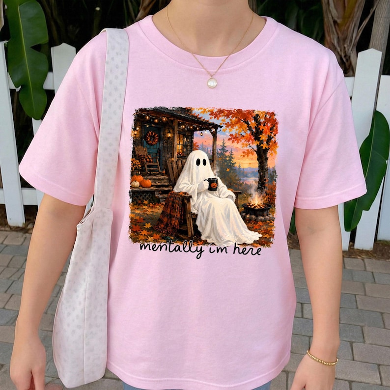 Summerween Ghost Png, Mentally I am Here Png, Trendy Halloween Lover Png, Funny Fall Png, Spooky Summer Halloween image 4