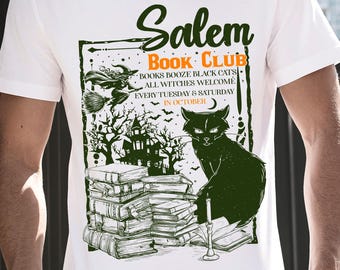 Salem Book Club PNG SVG, Comfort Colors Salem Book Club, Spooky Halloween Reader Design, Spooky Girl Reading PNG, Witchy Book Shirt