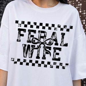Feral Wife Typography PNG SVG, Digital Download, Retro Typewriter Design, Vintage Type Png, Distressed Png, Feral Wife Bow Graphic