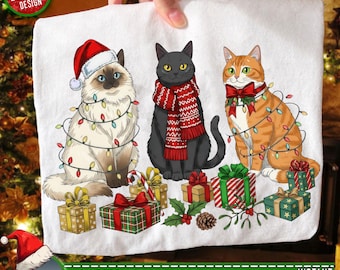 ニャーニャークリスマス猫 PNG SVG、ニャーニャークリスマス PNG、猫好き PNG、クリスマス猫 PNG、ハッピーニューイヤー PNG、かわいいクリスマス PNG