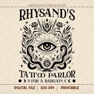 Rhysand's Tattoo Parlor PNG SVG, Mystic Eye, Serpents & Stars, Retro Bookish Shirts PNG, Trendy Book Lover, Digital Download