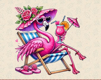 Pink Flamingo With Sunglasses PNG SVG, Flamingo Vacation, Holiday Flamingo PNG, Shenanigans Pink Flamingos Png, Vibrant Vacation Beach Vibes