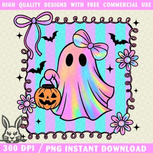Preppy Halloween Ghost PNG, Girly Halloween Shirt Design, Spooky Pumpkin Sublimation, Cute Boo Ghost Coquette Png, Floral Spooky Season Png