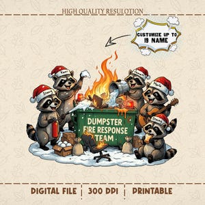 Equipo de respuesta ante incendios de contenedores PNG, PNG navideño con nombre personalizado, diseño divertido de equipo de respuesta, regalo navideño para compañeros de trabajo y amigos
