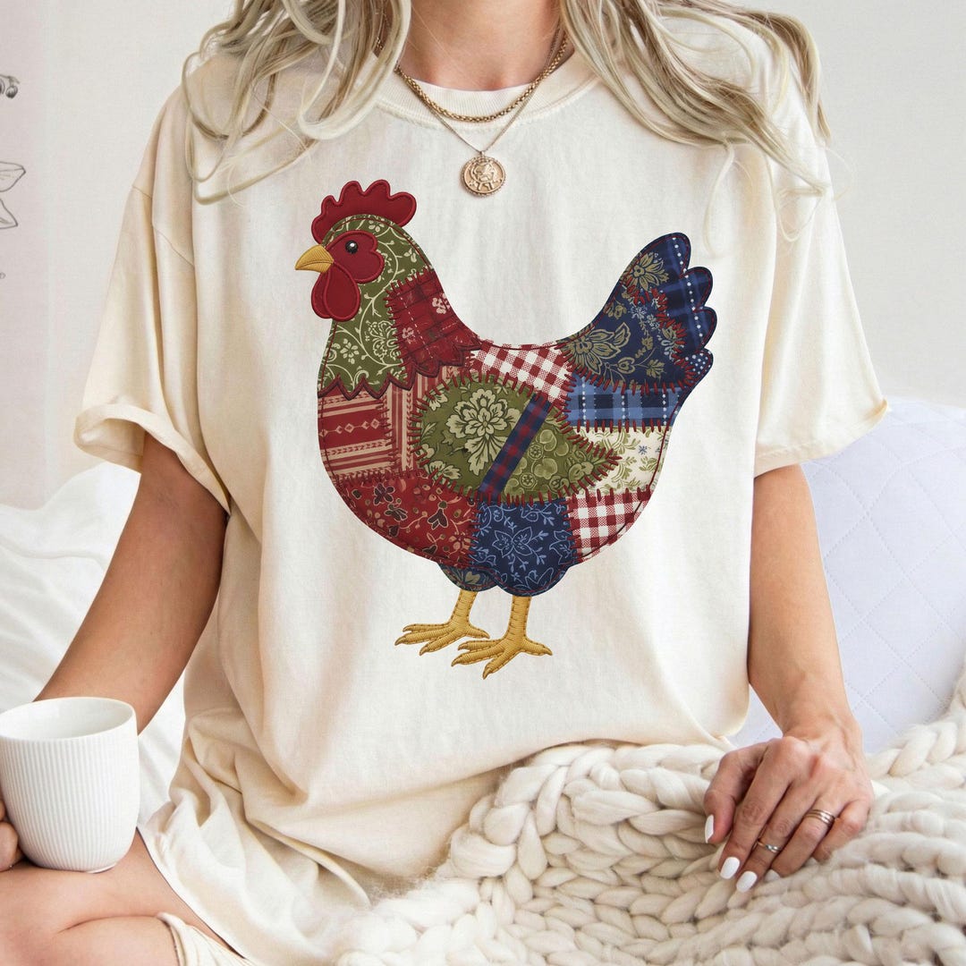 Patchwork Chicken Easter PNG, Patchwork Rooster PNG, Cottage Core ...