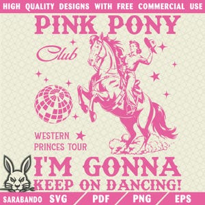 Pink Pony Club PNG SVG, Chappell Roan Png, Midwest Princess Tour Png, Sapphic Lesbian Pride Music Png, Keep On Dancing Png, WLW Pride Music