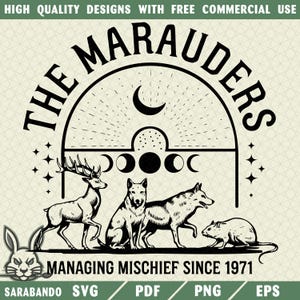 The Marauders PNG SVG, Wizard Movie Svg, Retro Fantasy Bookish Clipart, Inspired Magic School Sublimation, Ministry Of Magic Svg, Fantasy