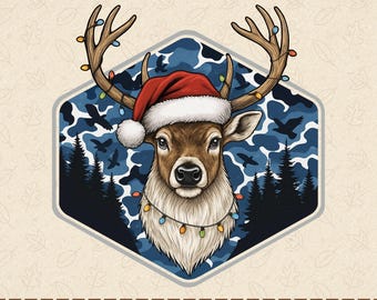 Christmas Deer Hunting Camo PNG, Funny Christmas Outdoors Design, Camouflage Holiday Shirt, Hunting Christmas Png, Christmas Reindeer Png