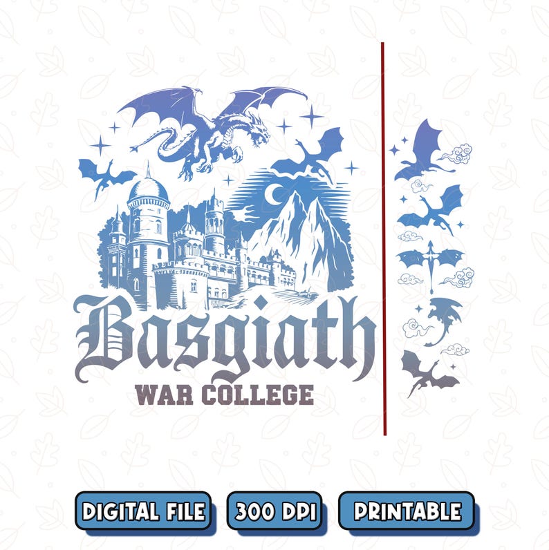 Basgiath War College Sided PNG SVG, Fourth Wing Design, Dragon Rider Sweatshirt, Bookish Sweater, Digital Download image 2