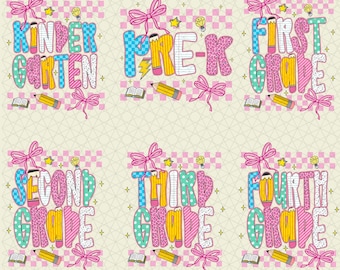 Back to School PNG SVG Bundle: K-5th Grade Designs (Digital Download)