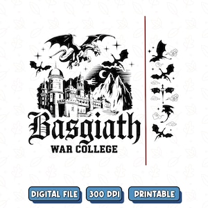 Basgiath War College Sided PNG SVG, Fourth Wing Design, Dragon Rider Sweatshirt, Bookish Sweater, Digital Download image 1