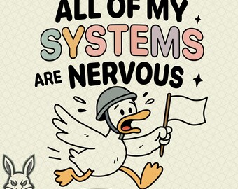 Ganso ansioso divertido PNG: Humor sobre salud mental, Pato de dibujos animados pastel (Descarga digital)