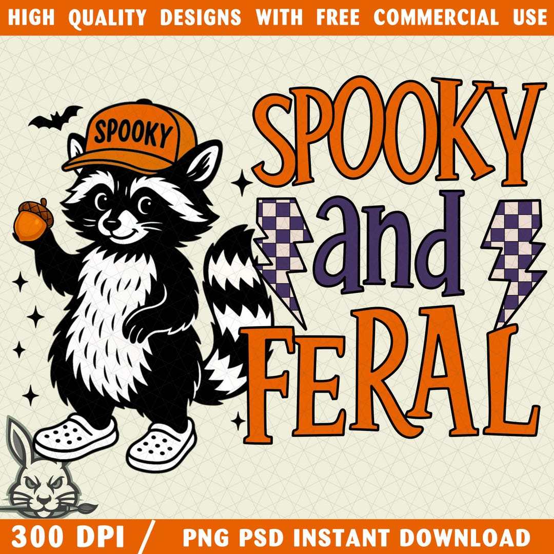 Spooky and Feral Raccoon PNG, Halloween Animal PNG, Retro Preppy ...
