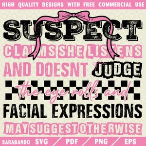 Suspect Claims PNG: Sassy Coquette Design (Digital Download)