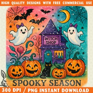 Retro Halloween Boho Watercolor Halloween PNG, Preppy Spooky Season Design Png, Cute Halloween Sublimation PNG, Brushstroke Halloween Png