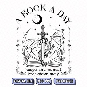 Dragon Book PNG SVG, Emotionally Attached to Fictional Dragons, Fantasy Romance Reader Gift, Romantacy Book Merch, Reading Accessories