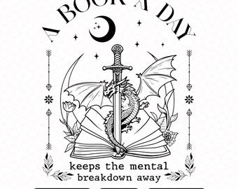 Libro de dragones PNG SVG, Apego emocional a los dragones ficticios, Regalo para lectores de novelas románticas de fantasía, Artículos de libros románticos, Accesorios de lectura