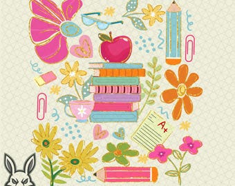 Boho Floral Teacher Design: Retro Checkered PNG SVG (Digital Download