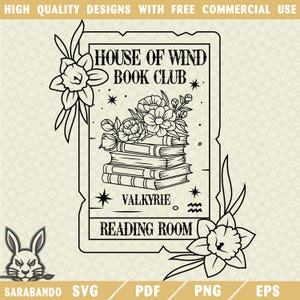 House of Wind Book Club PNG SVG: Acotar Valkyrie Reading Room (Digital Download