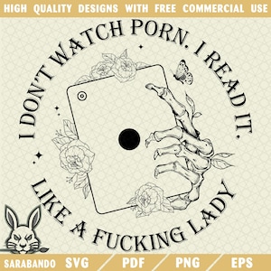 I Don’t Watch P*rn I Read It Like A F*cking Lady PNG SVG, Book lover skeleton design Png, Bookish Adult Humor, Book Sublimation Png