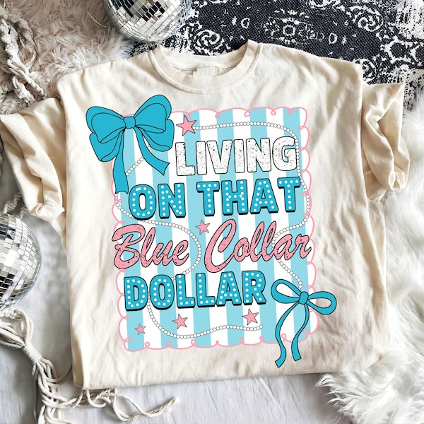 Att leva på den där blåkragedollarn png, blåkragedollardesign, patriotisk westernkokett för skjorta, retro western png, digital nedladdning