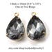 Black diamond glass beads - 14x10mm rhinestone teardrop earrings or pendants in prong settings - one pair