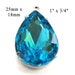 Aqua Blue Glass Pendant - Rhinestone Teardrop - 25mm x 18mm - 25x18 Pear - Glass Gem - Bridesmaid Jewel