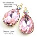 Pink Glass Beads - Rhinestone Earrings or Pendants - Duo Settings - 26mm x 13mm with 18x13 Teardrop - Bridesmaid Jewels - One Pair