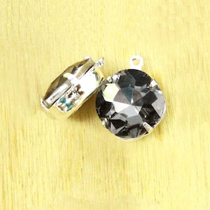 Black diamond 12x12mm cushion cut octagons for pendants, glass connectors or earrings, 2 pc