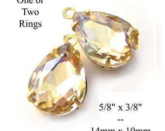 Light colorado topaz 14x10mm pears, faceted teardrop pendants, glass connectors, or earring beads, 2 pc