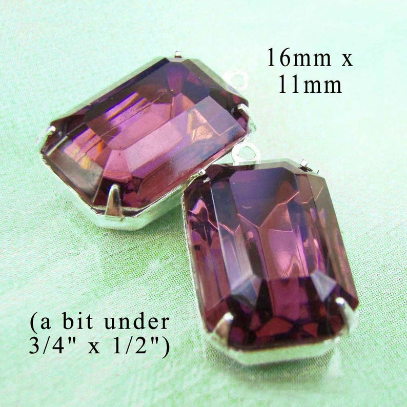 amethyst 16x11mm octagons are vintage glass from the 1950s