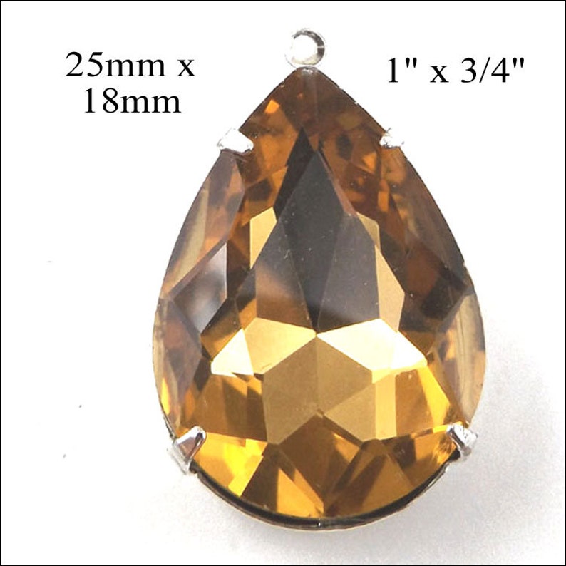 Golden smoky topaz glass beads 10x8mm rhinestone octagons for tiny pendants and earrings