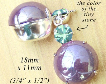 SALE - Light purple glass beads in 18x11mm multi stone setting, with 11mm round glass cabochons, customize these, 2 pc