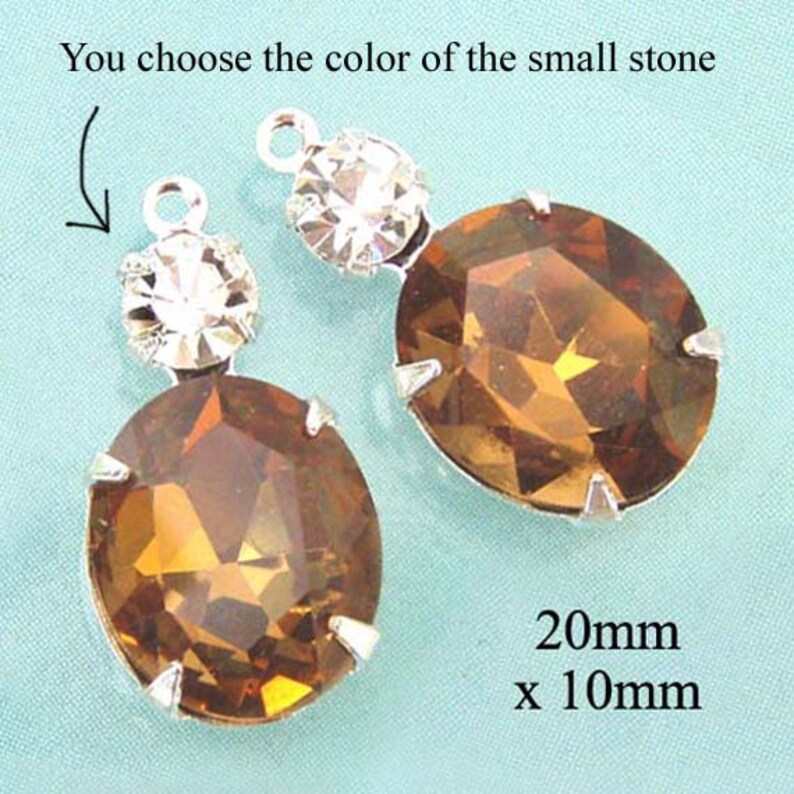 Golden smoky topaz glass beads 10x8mm rhinestone octagons for tiny pendants and earrings