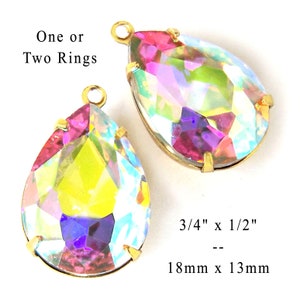 Crystal AB 14x10mm glass pears for pendants, earrings or glass connectors are great for bridal and wedding jewelry, 2 pc 画像 8