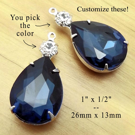 Navy Blue Glass Gems 26x13mm Montana Sapphire Teardrops in Etsy