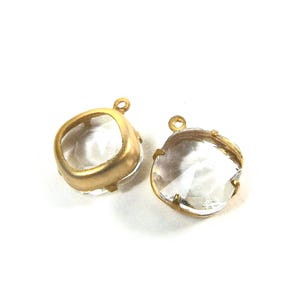 Clear rhinestone 12x12mm cushion cut octagons, 2 pc